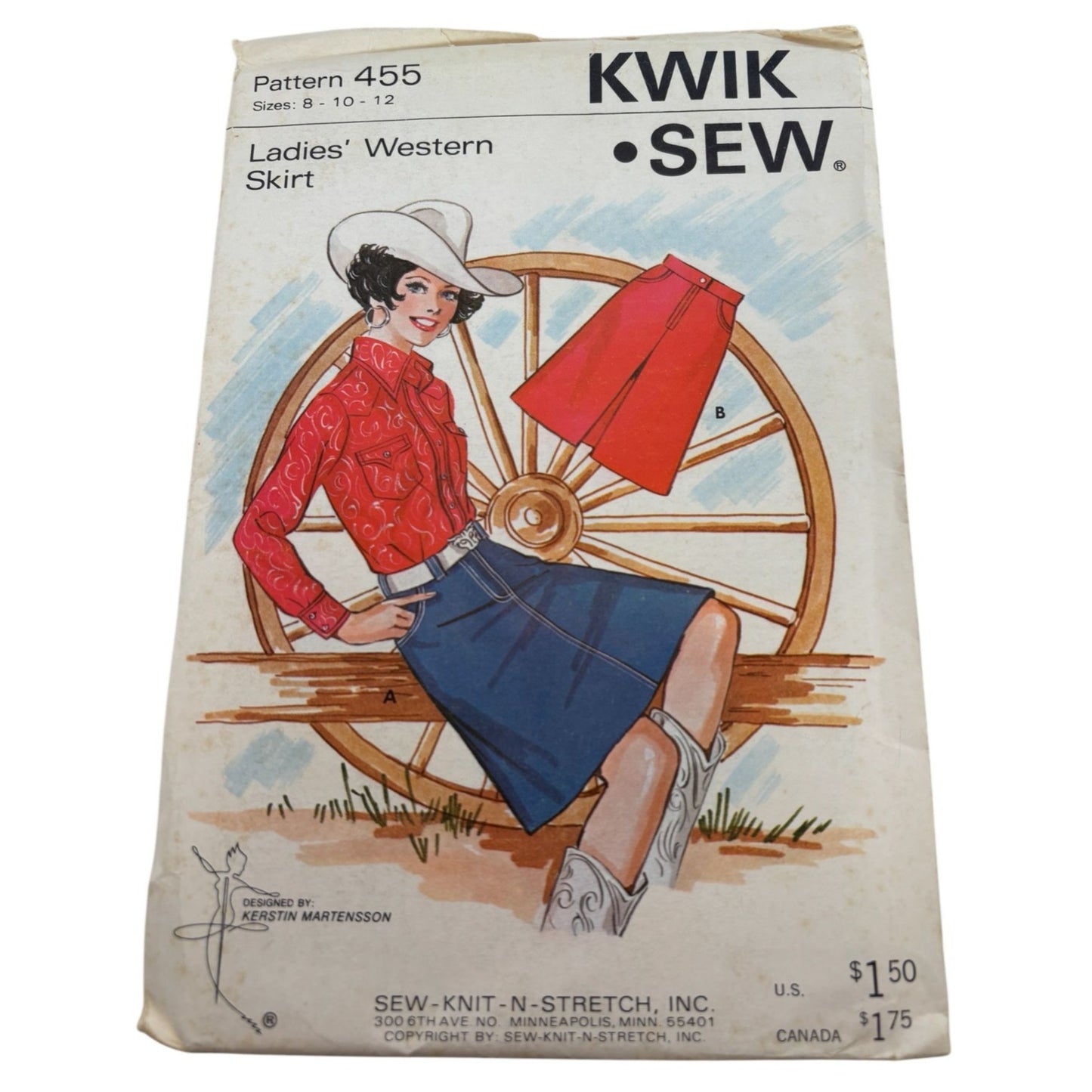 Kwik Sew Pattern 455 Ladies Western Skirt Sizes 8-10-12 Pockets Vintage Uncut