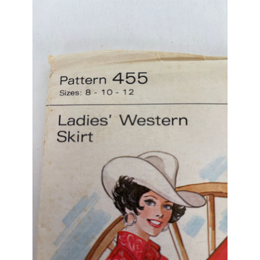 Kwik Sew Pattern 455 Ladies Western Skirt Sizes 8-10-12 Pockets Vintage Uncut