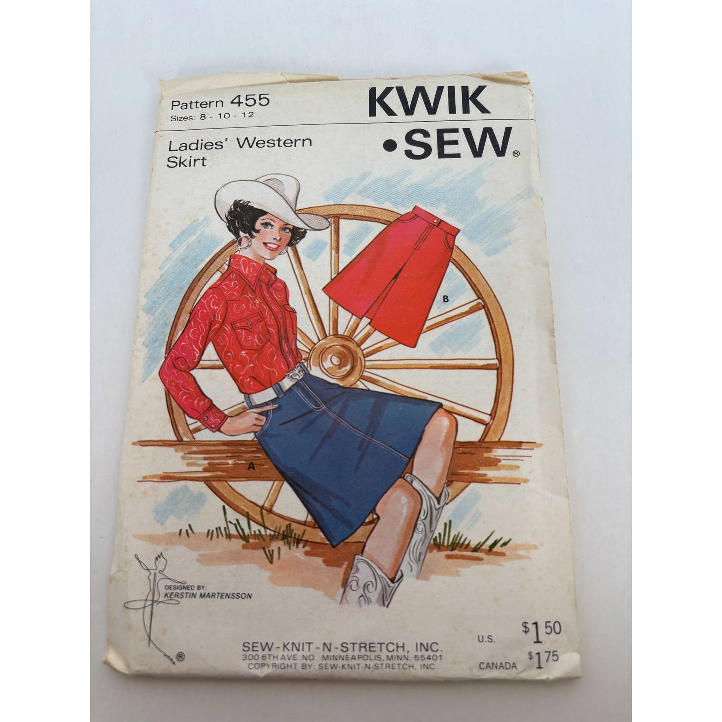 Kwik Sew Pattern 455 Ladies Western Skirt Sizes 8-10-12 Pockets Vintage Uncut
