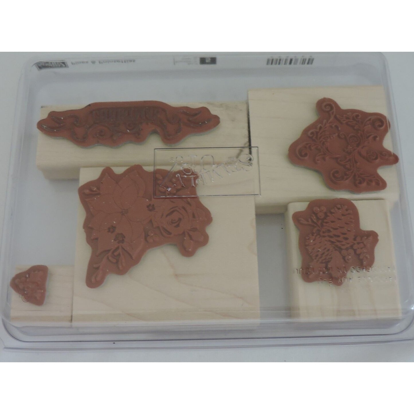 Stampin Up Rubber Stamps Set Pines and Poinsettias Christmas Holidays Pinecones