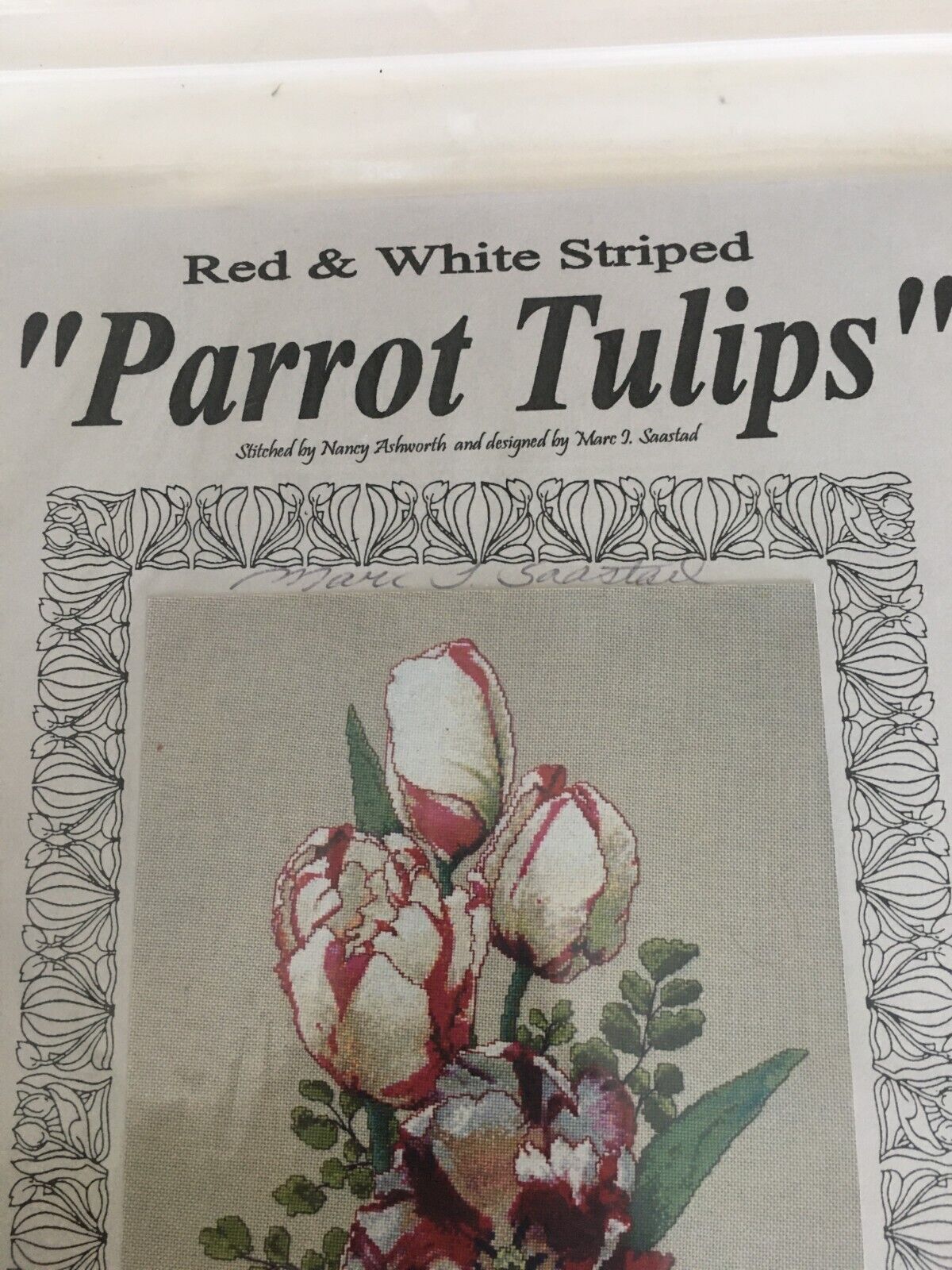 The Silver Lining Cross Stitch Pattern Parrot Tulips Flowers Floral Botanical Spring Bouquet Counted