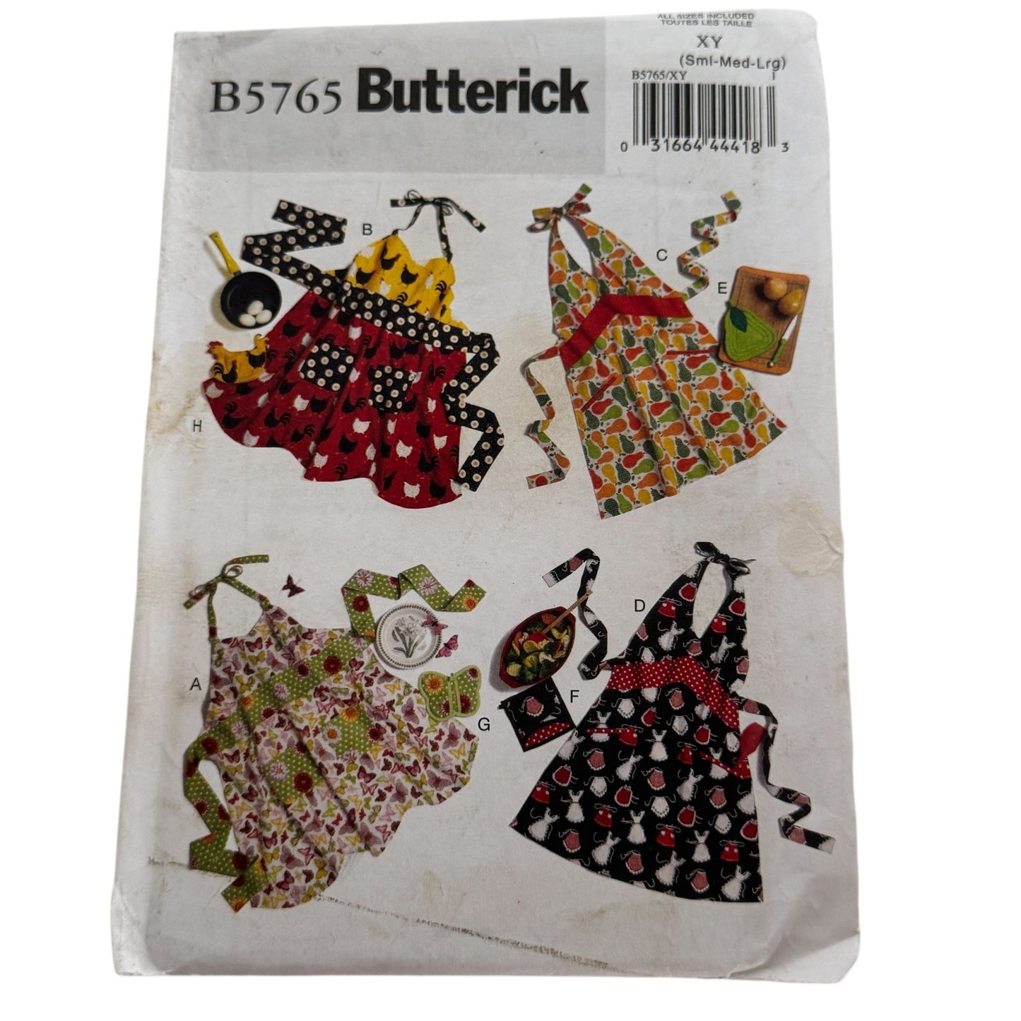 Butterick Sewing Pattern B5765 Halter Kitchen Apron Potholder Holiday S M L 8-18