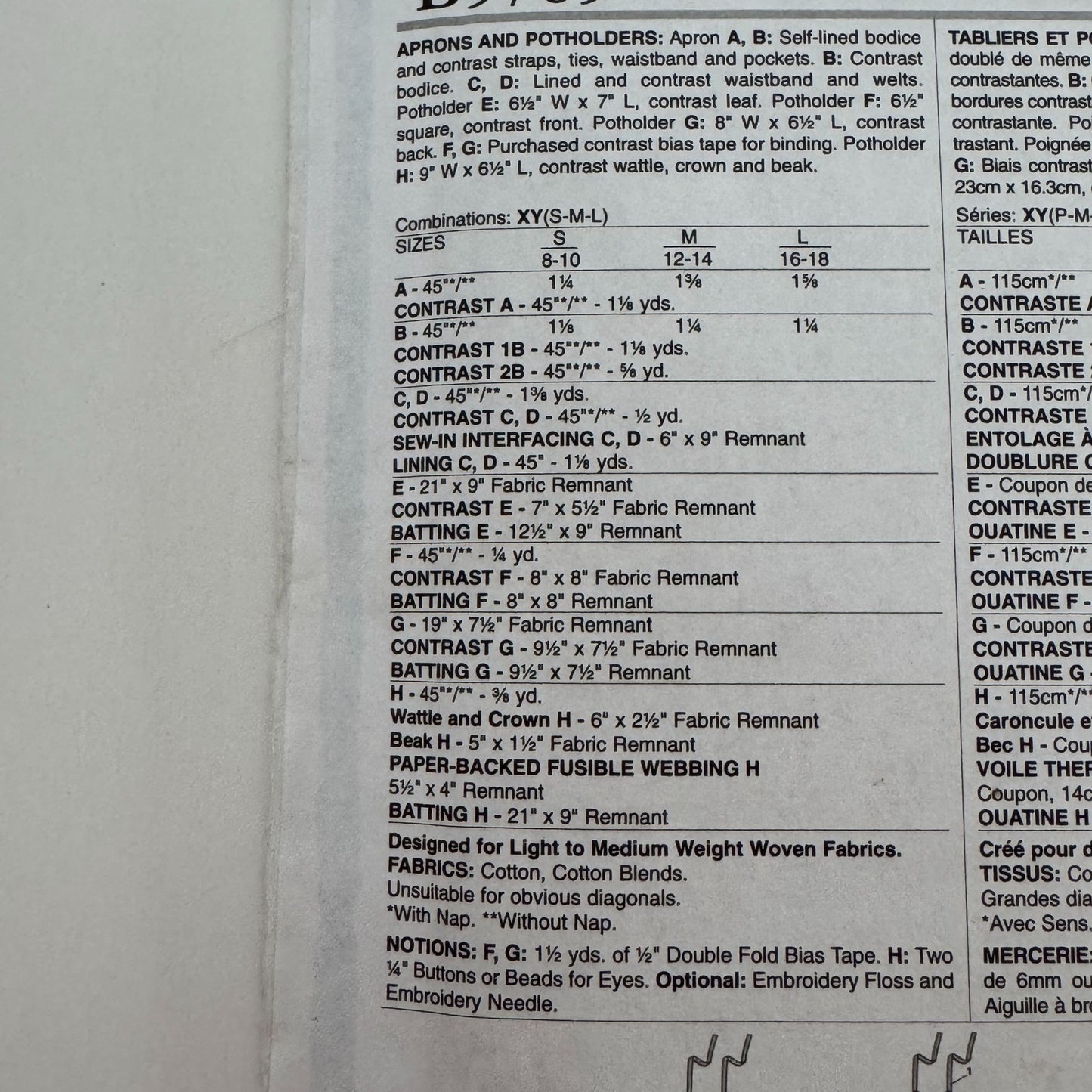Butterick Sewing Pattern B5765 Halter Kitchen Apron Potholder Holiday S M L 8-18