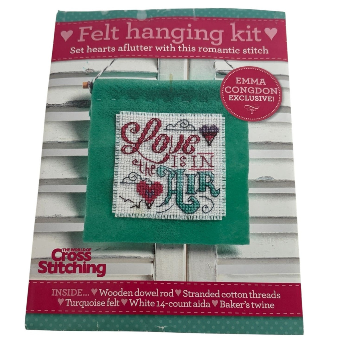 The World of Cross Stitching Cross Stitch Kit Felt Hanging Love is in the Air