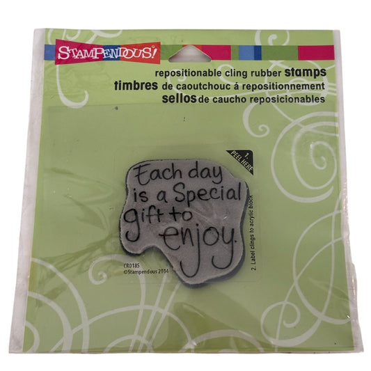 Stampendous Repositionable Cling Rubber Stamp Each Day Is a Special Gift Quote Sentiment Cardmaking