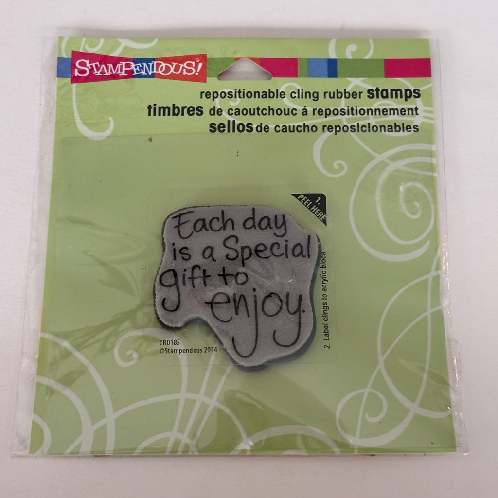 Stampendous Repositionable Cling Rubber Stamp Each Day Is a Special Gift Quote Sentiment Cardmaking