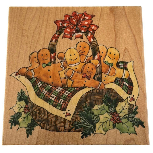 Penny Black Rubber Stamp Gingerbread Basket Christmas Card Holiday Baking Big
