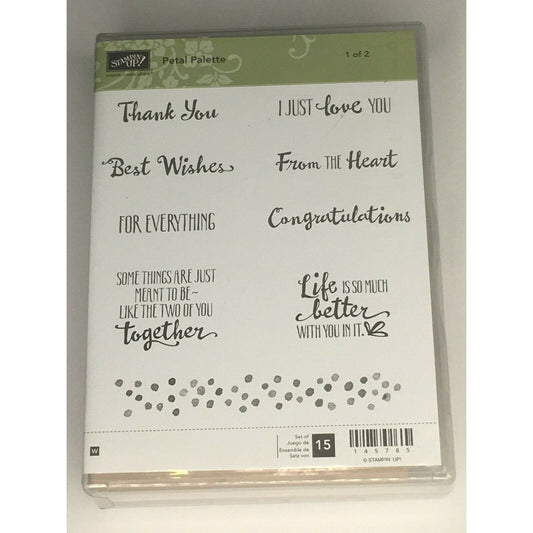 Stampin Up Petal Palette Rubber Stamp Set #1 Words Sayings Thank You Love Crafts