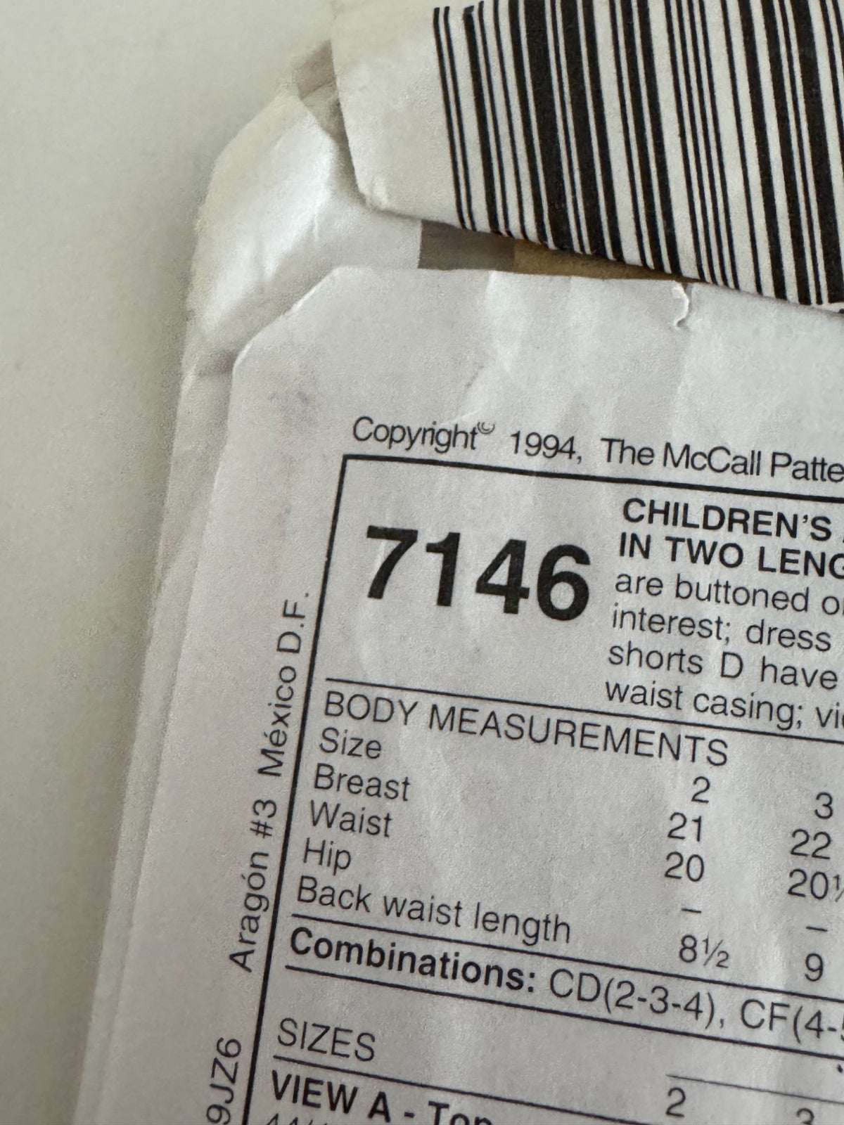 McCalls Sewing Pattern 7146 Girls Dress Tops Pants Shorts Sizes 4 5 6 Easy Uncut