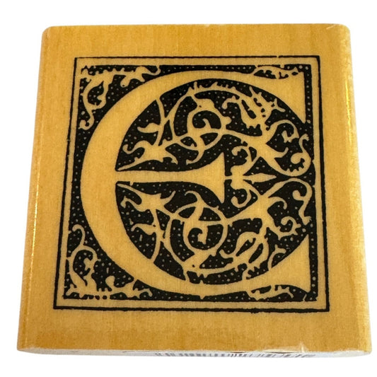 Anitas Rubber Stamp Decorative Letter E Initial Craft Square Ornate Card Making