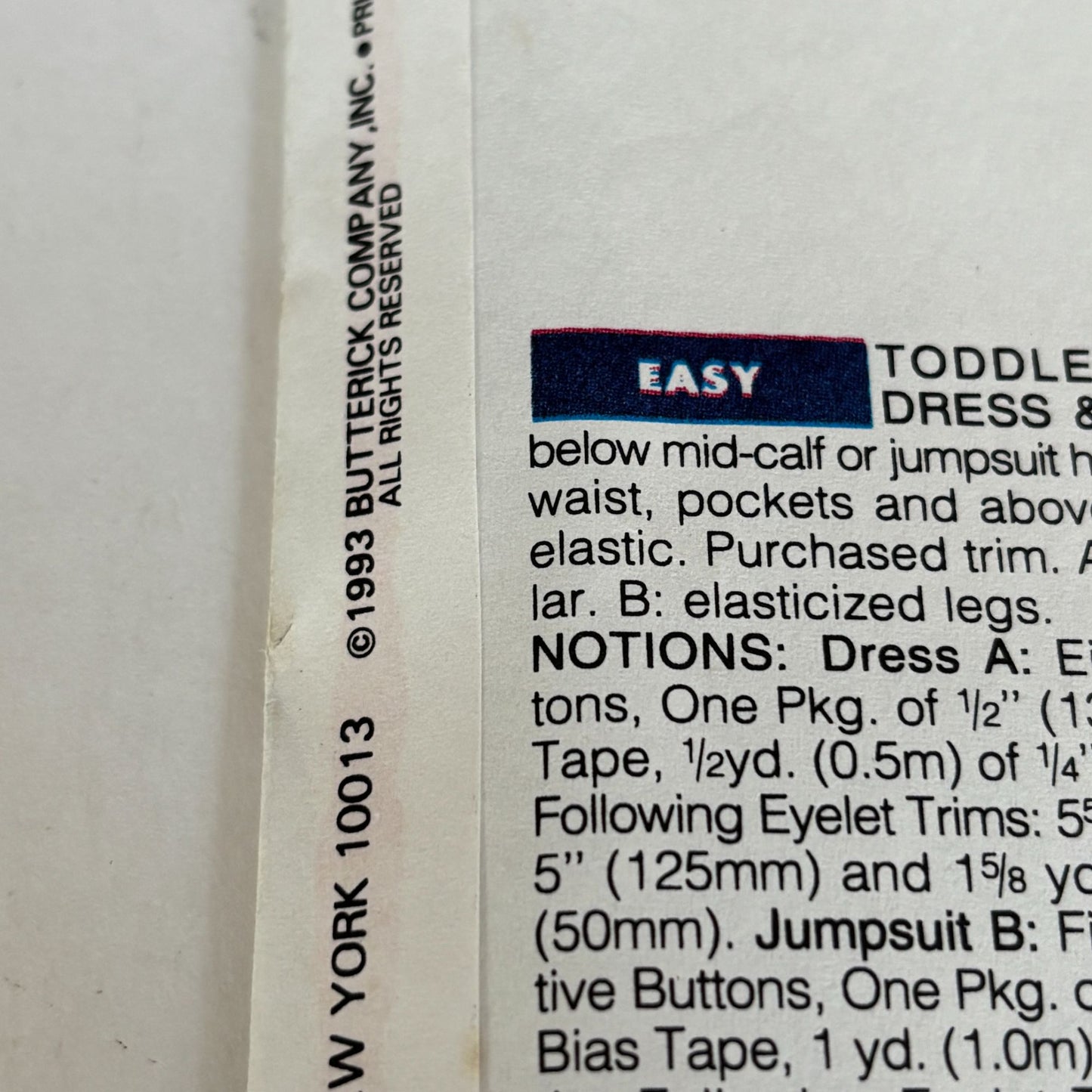 Butterick Sewing Pattern 6737 Dress Jumpsuit Toddler Girls 12M 2T 3T Easter Uncut