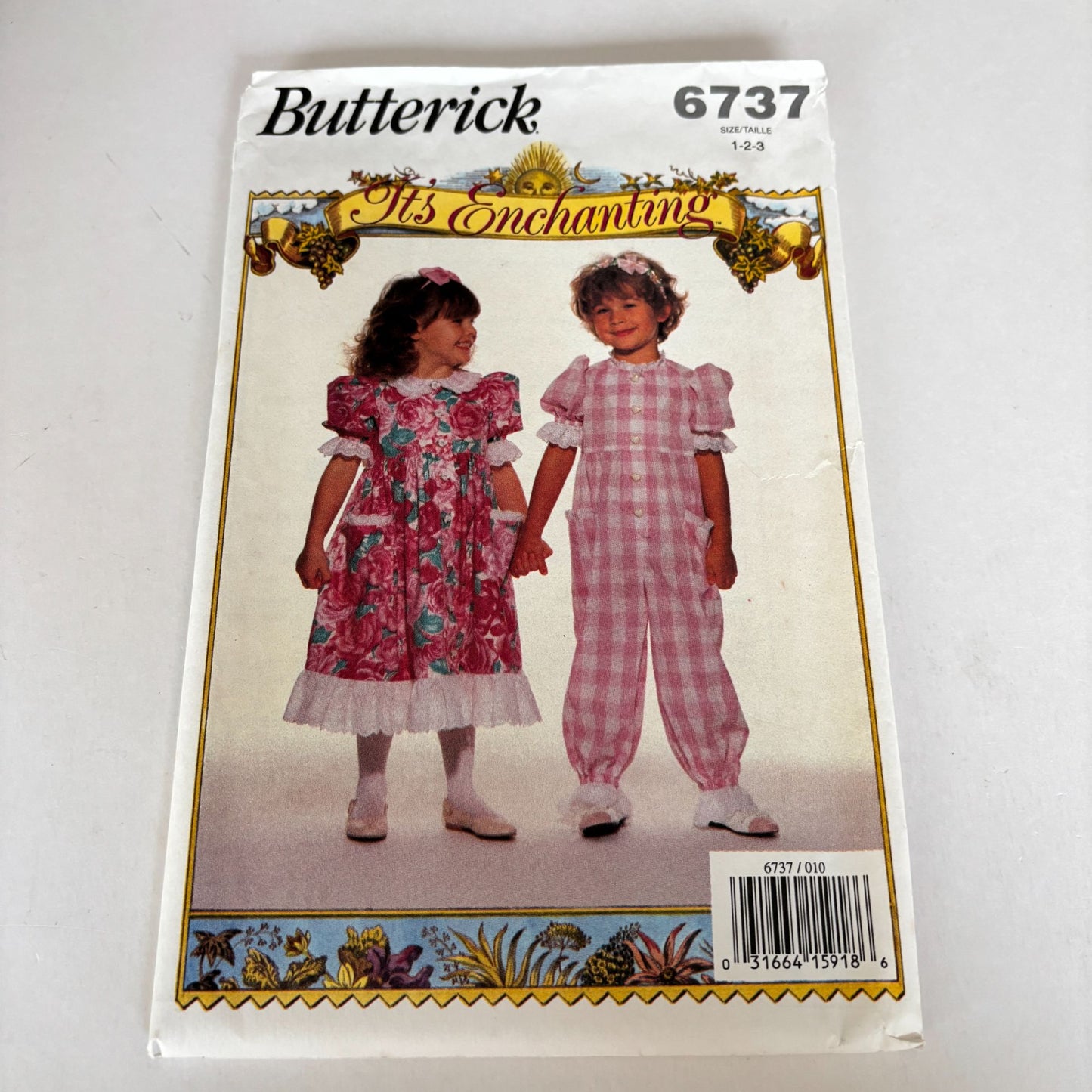 Butterick Sewing Pattern 6737 Dress Jumpsuit Toddler Girls 12M 2T 3T Easter Uncut