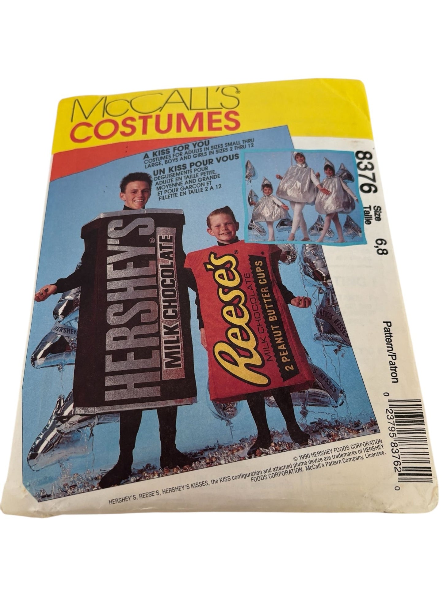 McCalls Sewing Pattern 8376 Halloween Candy Costume Hersheys Kiss Reeses Kid 6 8