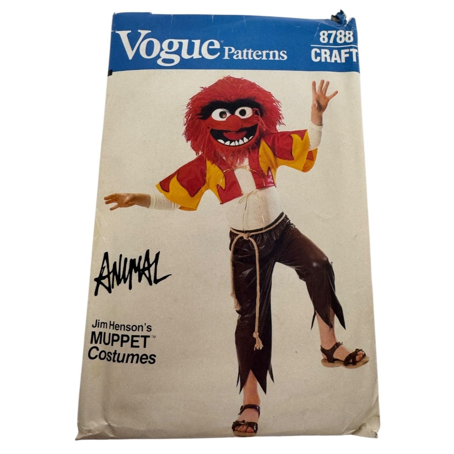 Vogue Sewing Pattern 8788 Craft Jim Hensons Muppet Animal Kids Halloween Costume