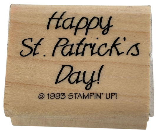 Stampin Up Rubber Stamp Happy St Patricks Day Card Making Words Sentiment Wood