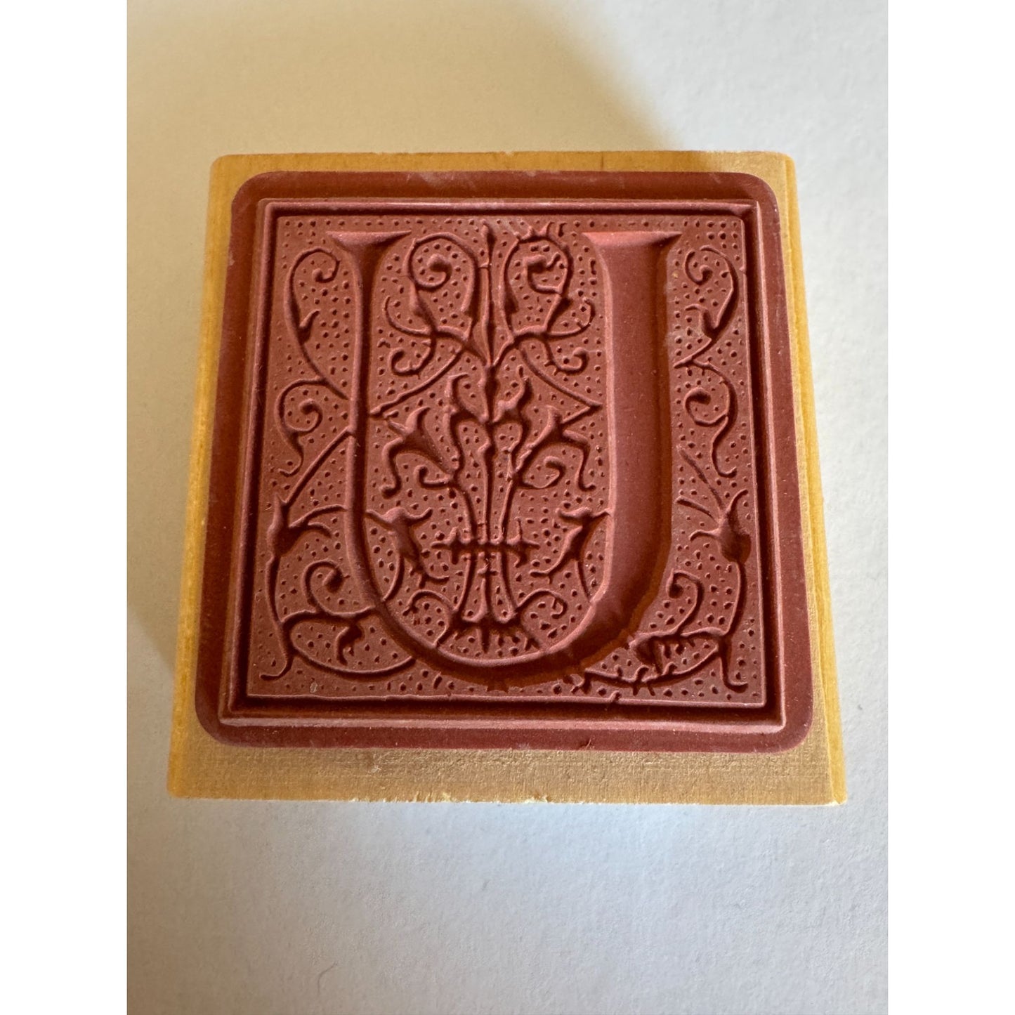 Anitas Rubber Stamp Decorative Letter U Initial Craft Square Ornate Card Making