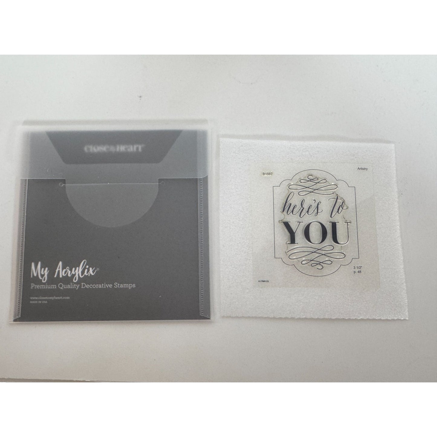 CTMH My Acrylix Acrylic Stamp Set Here Is to You Card Making Sentiments B1597