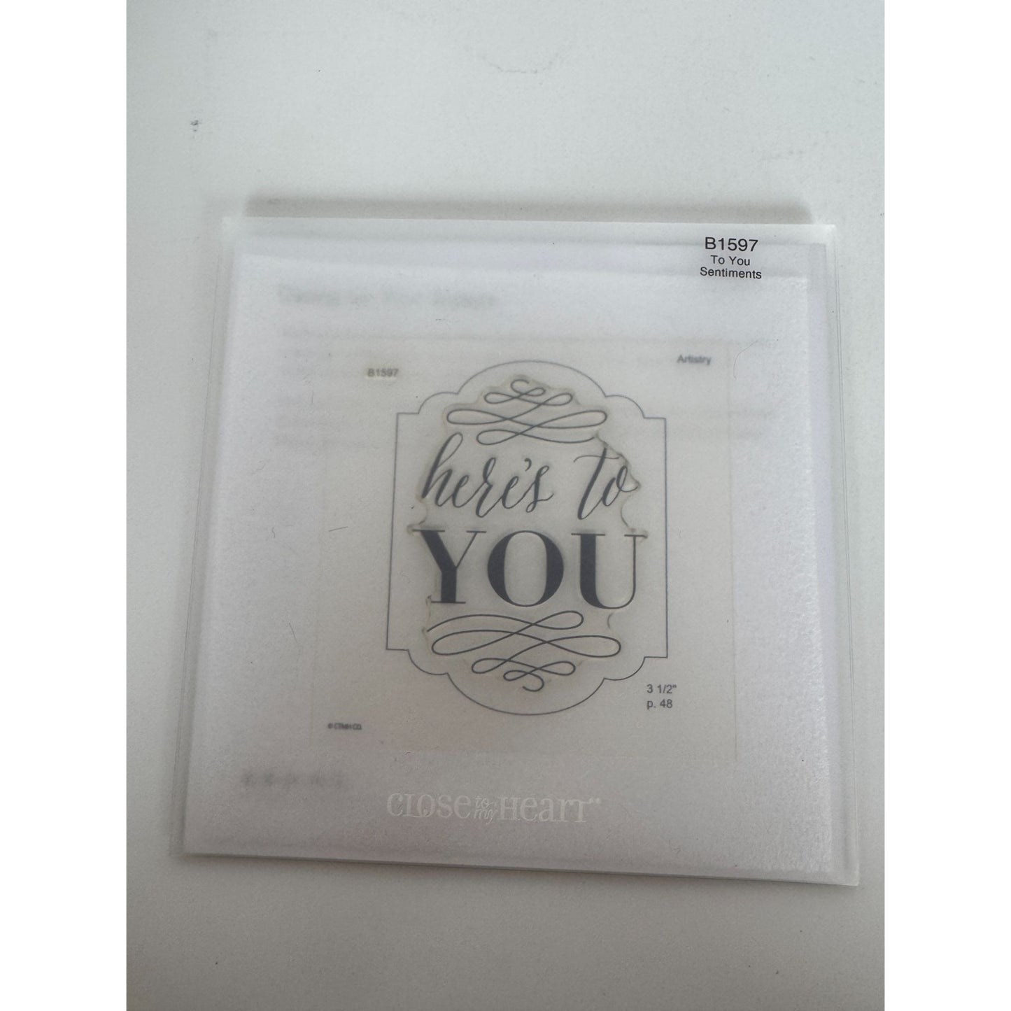 CTMH My Acrylix Acrylic Stamp Set Here Is to You Card Making Sentiments B1597