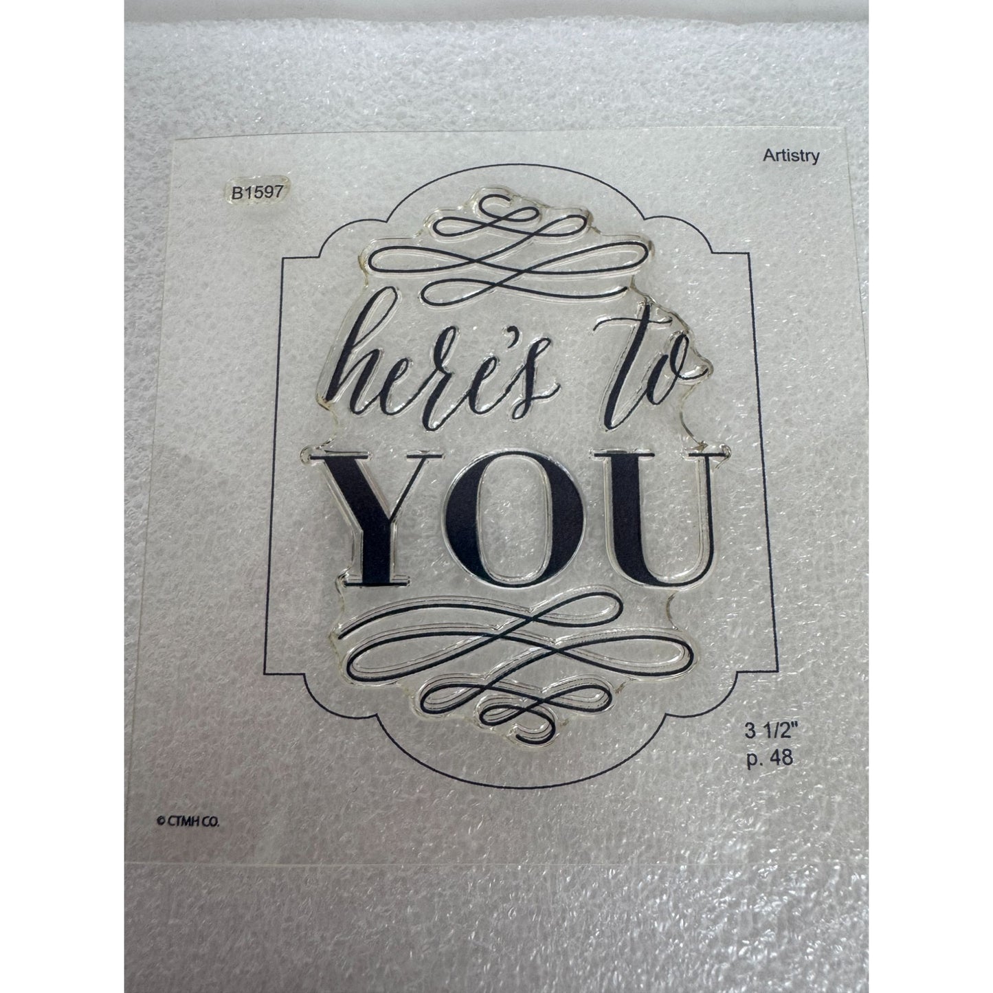 CTMH My Acrylix Acrylic Stamp Set Here Is to You Card Making Sentiments B1597