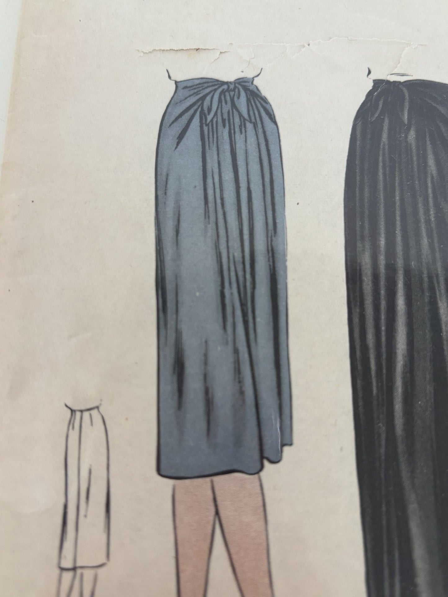 Vogue Sewing Pattern 5743 Long Gathered Skirt 30 Inch Waist 1940s Vintage Rare