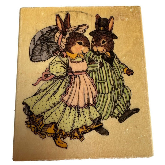 Holly Pond Hill Rubber Stamp Leon and Elizabeth Stubblefield Rabbit Couple Love