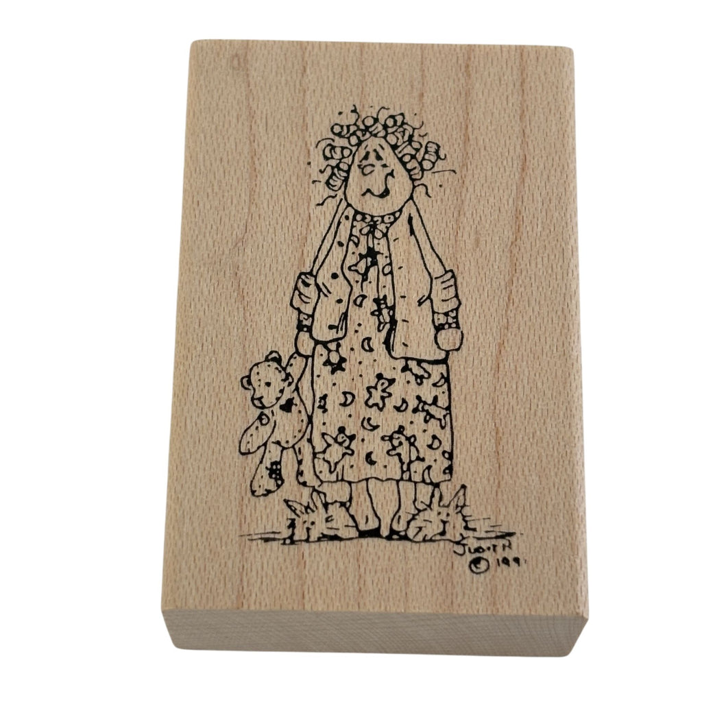 Judith Rubber Stamp Tired Mom My Ladies Frazzled Mother Teddy Bear Bedtime Funny