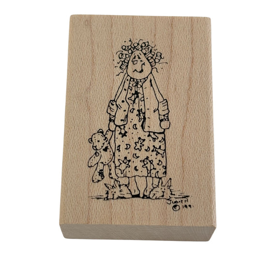 Judith Rubber Stamp Tired Mom My Ladies Frazzled Mother Teddy Bear Bedtime Funny