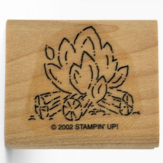 Stampin Up Rubber Stamp Campfire Camp Fire Logs Camping Summer Vacation Craft