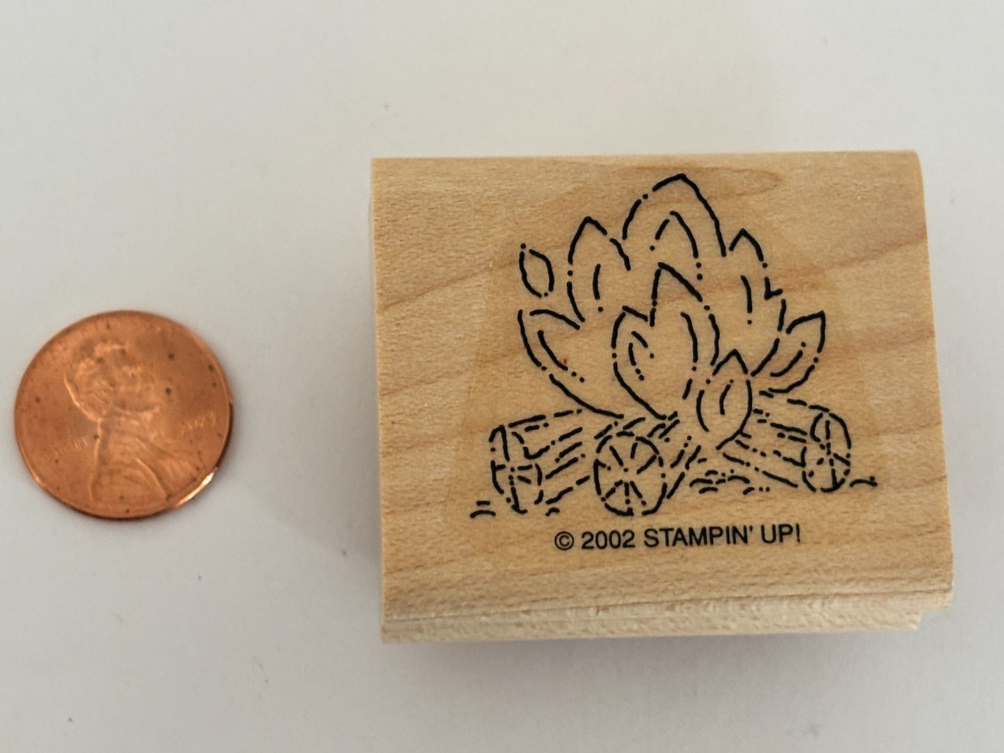 Stampin Up Rubber Stamp Campfire Camp Fire Logs Camping Summer Vacation Craft