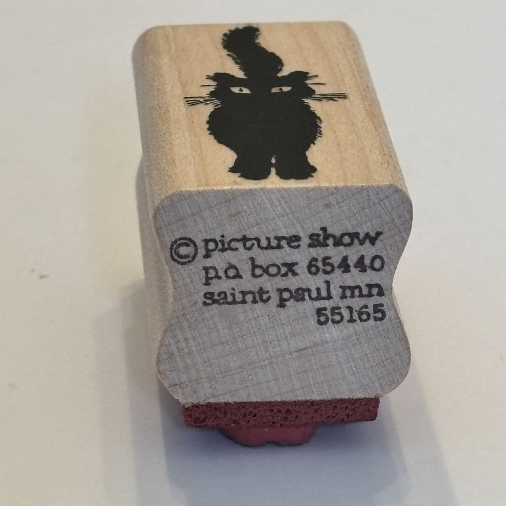 Picture Show Rubber Stamp Black Cat Silhouette Halloween Spooky Card Making Wood Mounted
