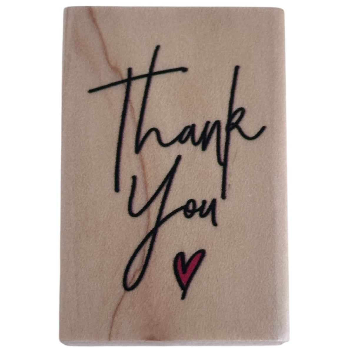 Stampabilities Rubber Stamp Thank You Heart Cardmaking Script Modern Paper Crafts Wood Mounted