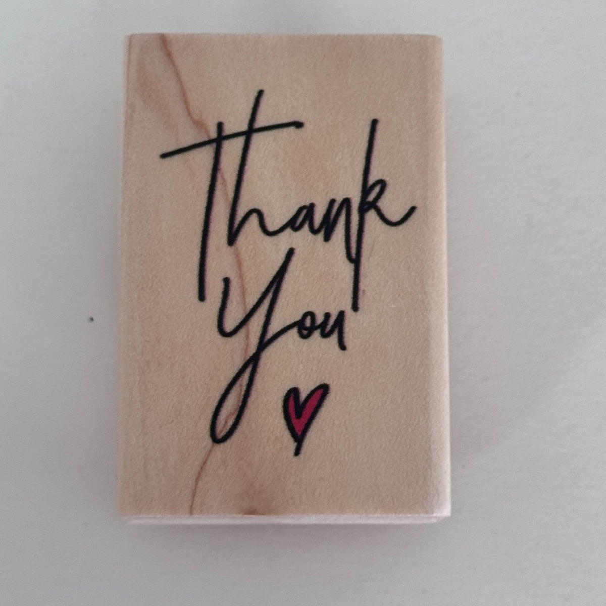 Stampabilities Rubber Stamp Thank You Heart Cardmaking Script Modern Paper Crafts Wood Mounted