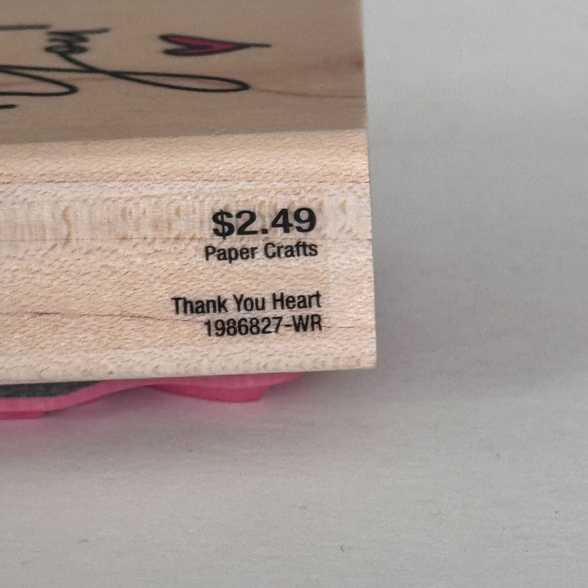 Stampabilities Rubber Stamp Thank You Heart Cardmaking Script Modern Paper Crafts Wood Mounted