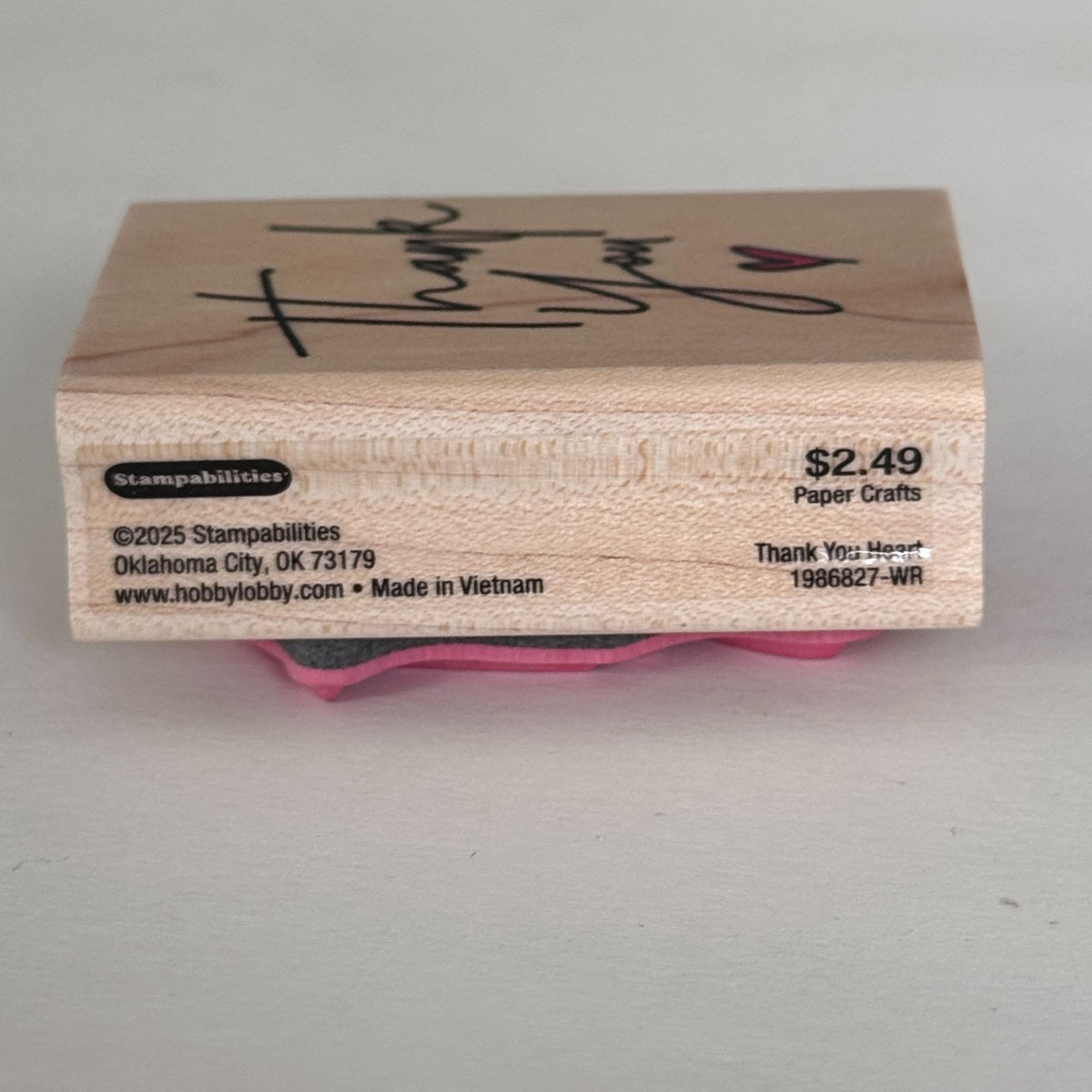 Stampabilities Rubber Stamp Thank You Heart Cardmaking Script Modern Paper Crafts Wood Mounted