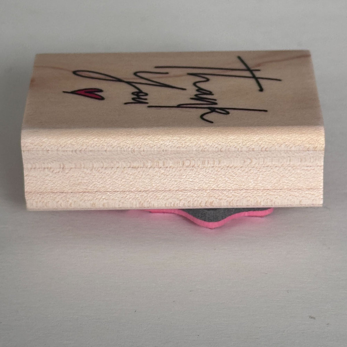Stampabilities Rubber Stamp Thank You Heart Cardmaking Script Modern Paper Crafts Wood Mounted