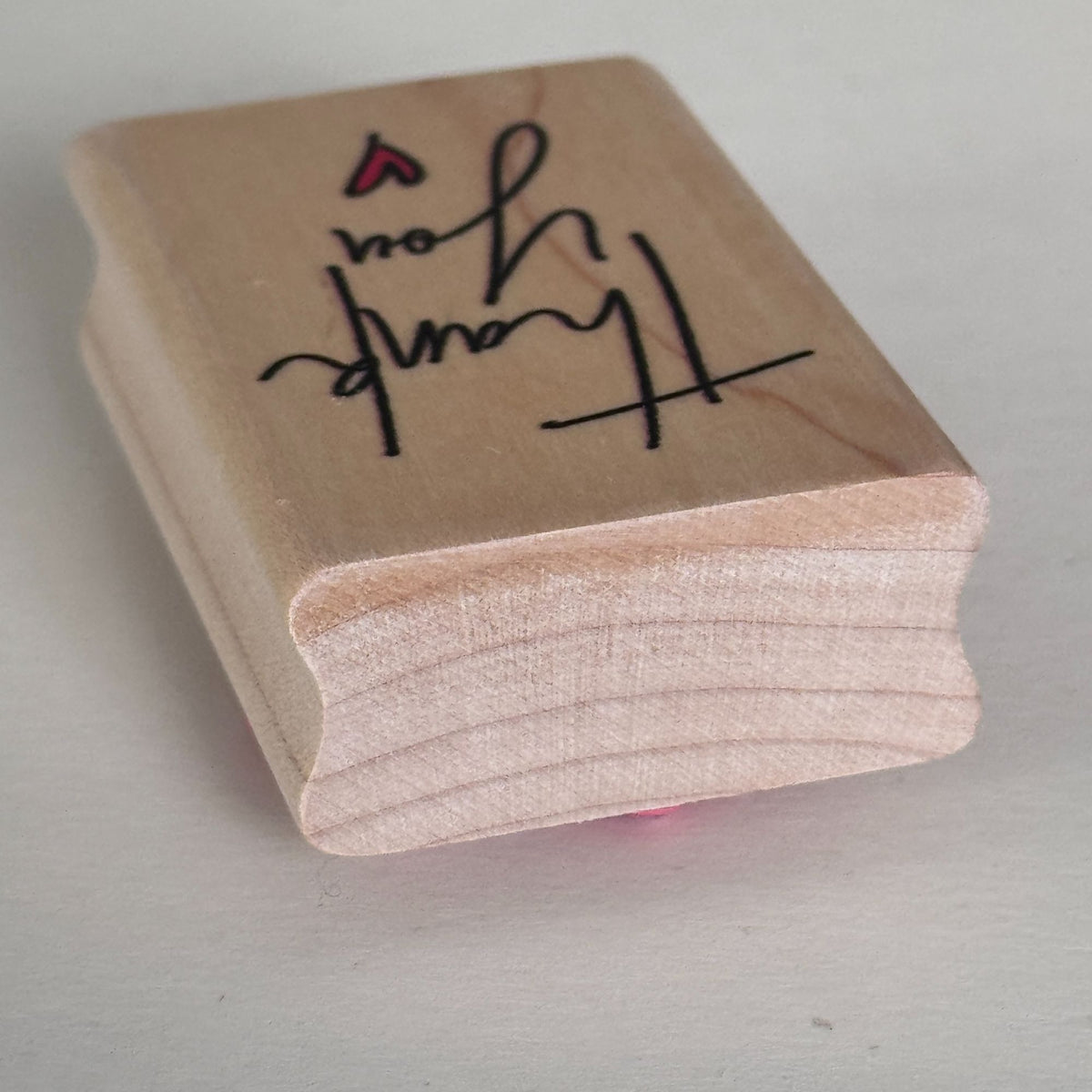 Stampabilities Rubber Stamp Thank You Heart Cardmaking Script Modern Paper Crafts Wood Mounted