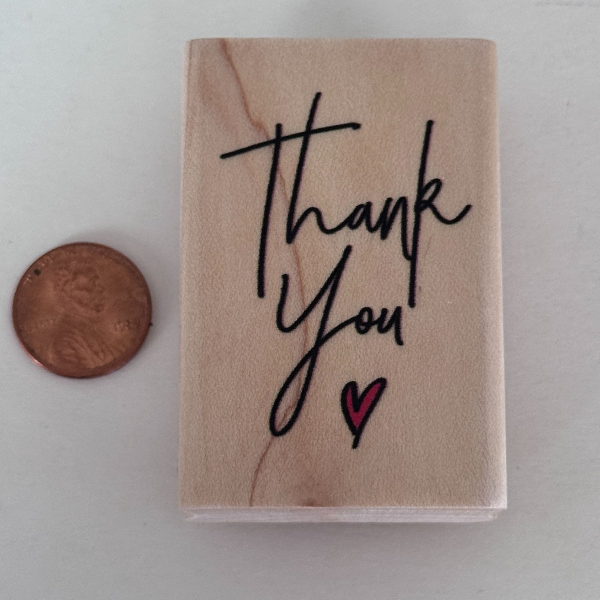 Stampabilities Rubber Stamp Thank You Heart Cardmaking Script Modern Paper Crafts Wood Mounted