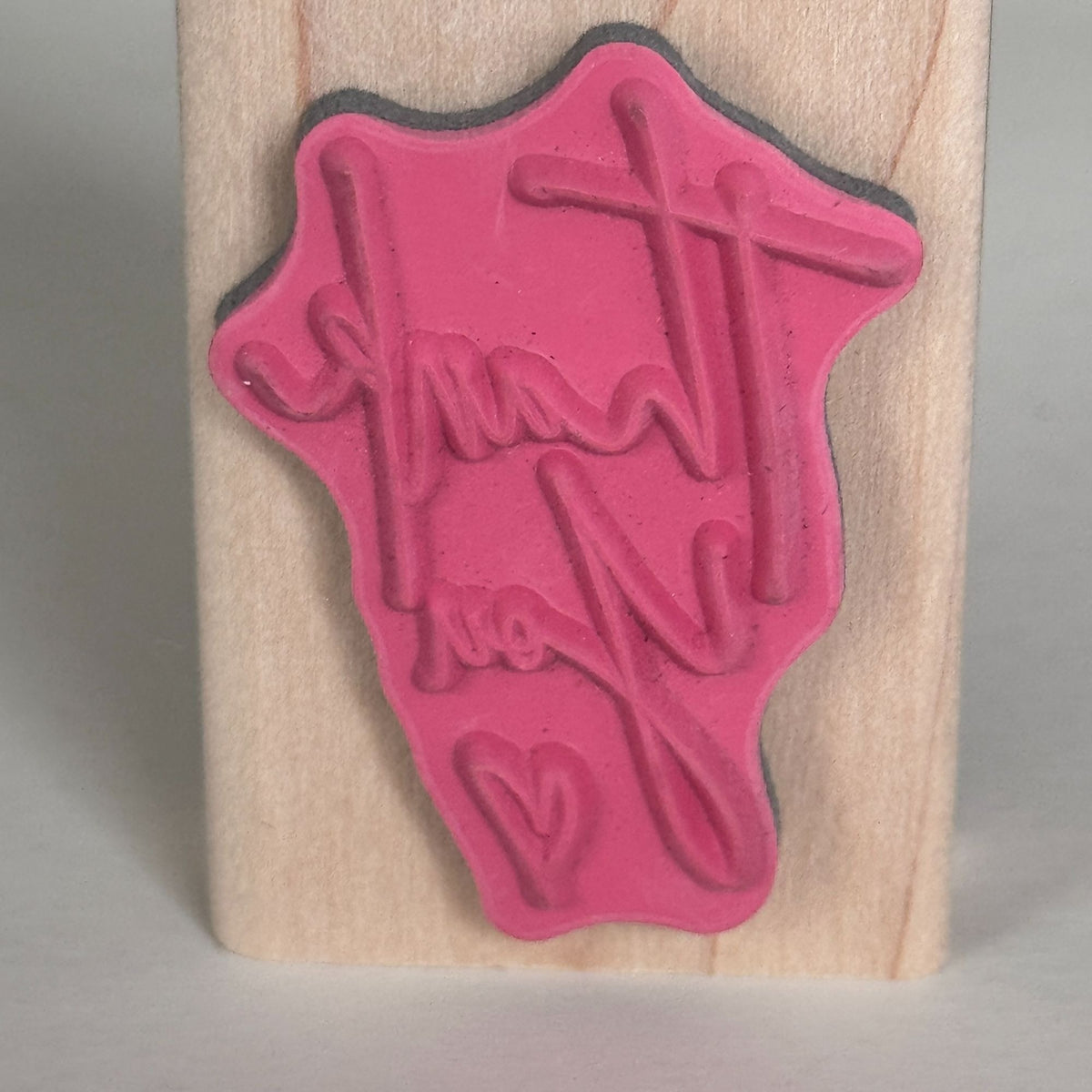 Stampabilities Rubber Stamp Thank You Heart Cardmaking Script Modern Paper Crafts Wood Mounted