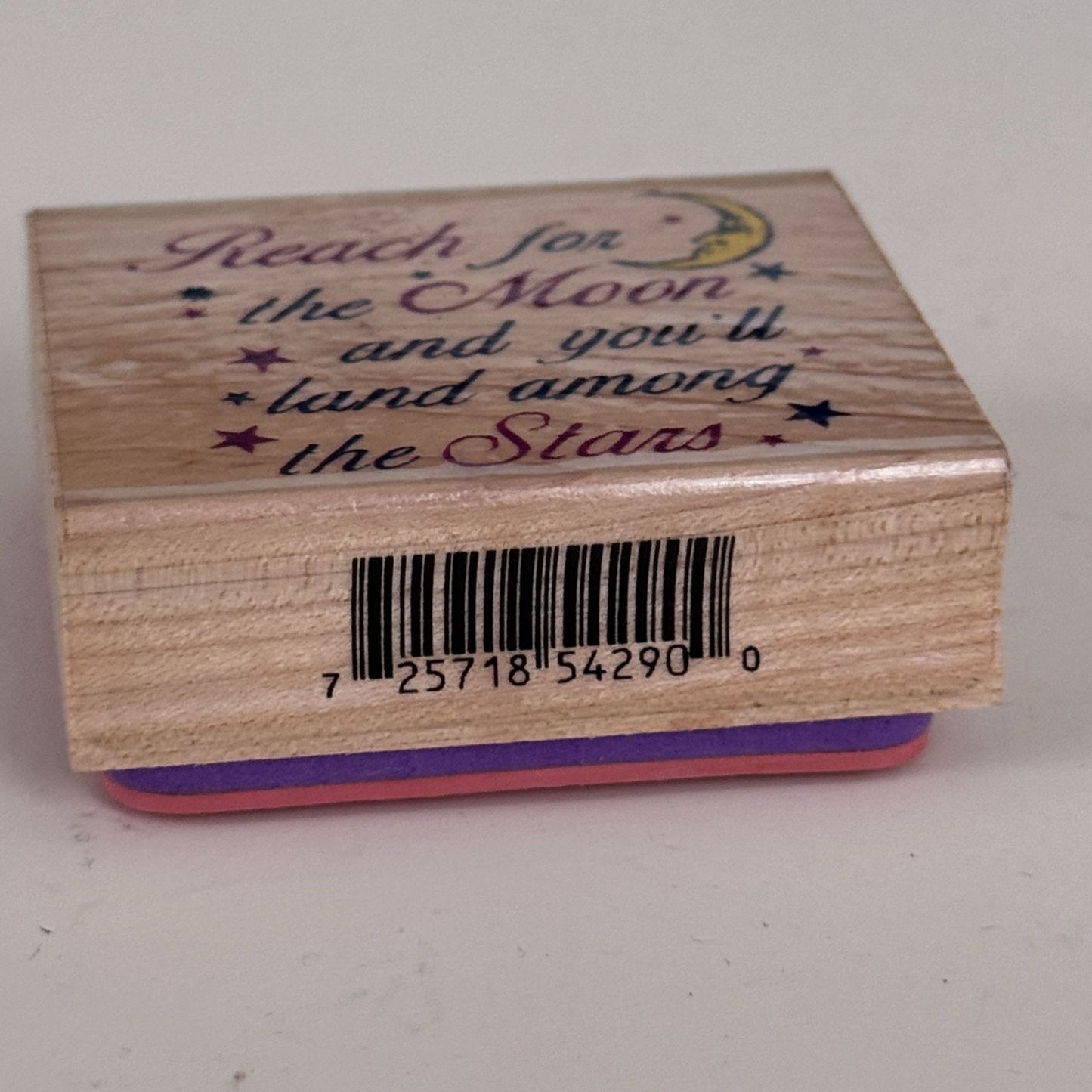 Inkadinkado Rubber Stamp Reach For The Moon Land Among the Stars Inspirational Words