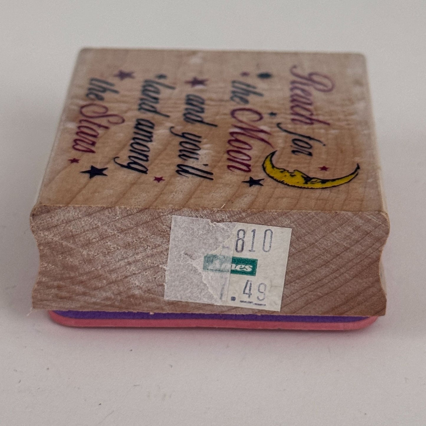 Inkadinkado Rubber Stamp Reach For The Moon Land Among the Stars Inspirational Words