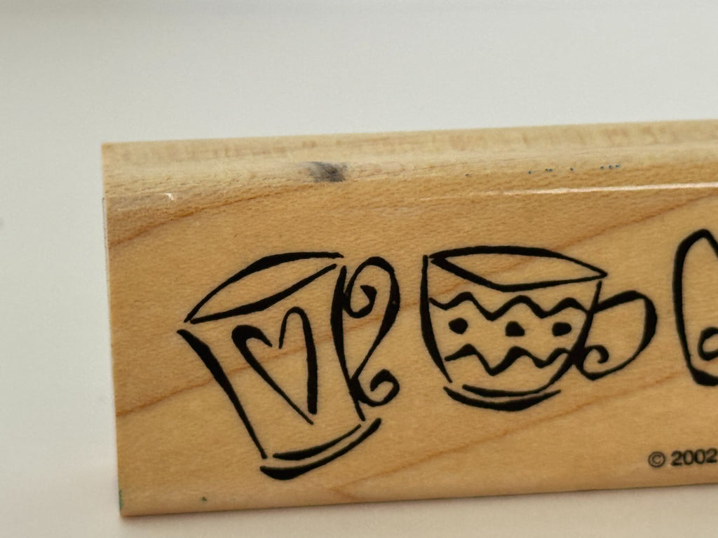 Stampin Up Rubber Stamp Teacup Border Coffee Mug Tea Cup Card Making Craft Wood