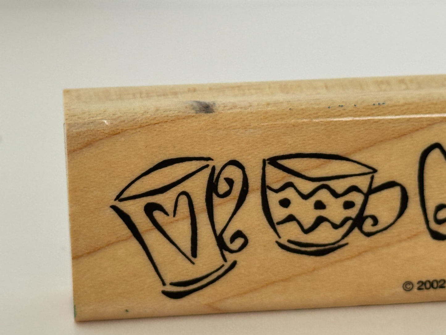 Stampin Up Rubber Stamp Teacup Border Coffee Mug Tea Cup Card Making Craft Wood