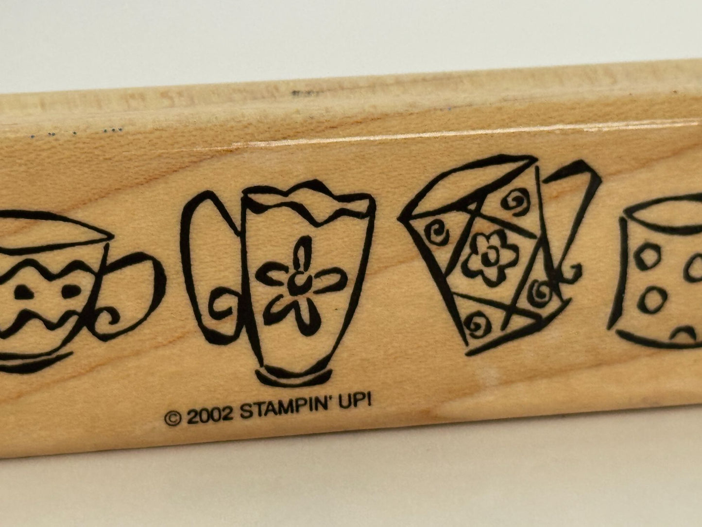 Stampin Up Rubber Stamp Teacup Border Coffee Mug Tea Cup Card Making Craft Wood