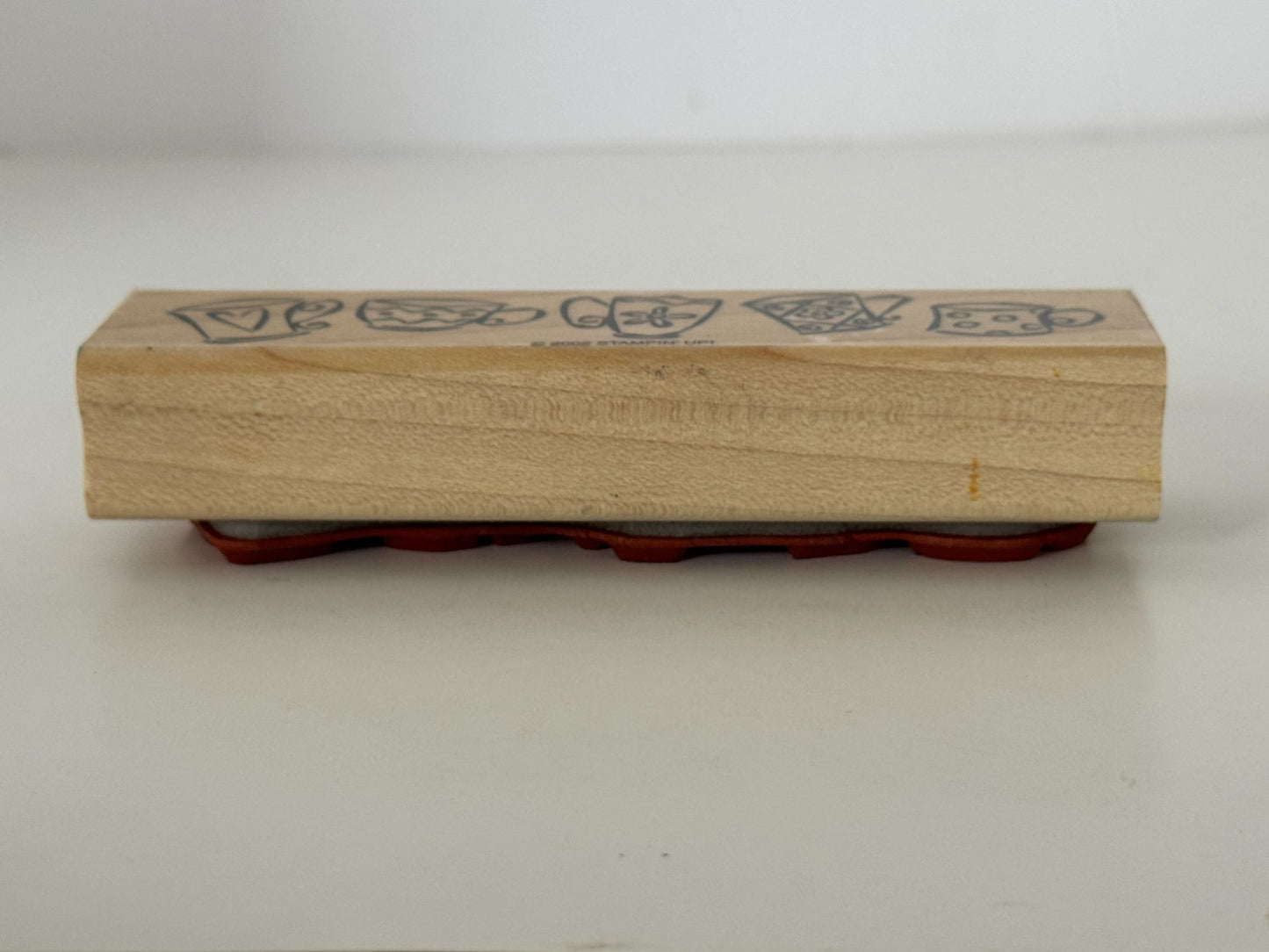 Stampin Up Rubber Stamp Teacup Border Coffee Mug Tea Cup Card Making Craft Wood