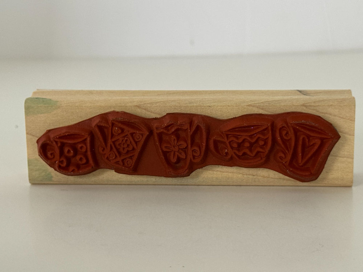 Stampin Up Rubber Stamp Teacup Border Coffee Mug Tea Cup Card Making Craft Wood