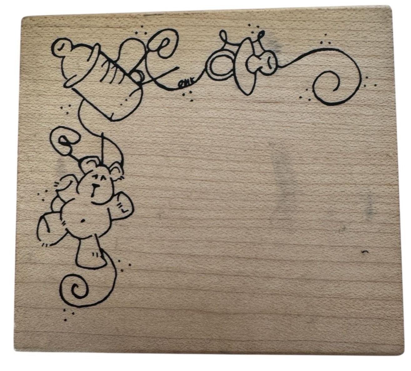 Heather Rubber Stamp Baby Design Corner Teddy Bear Bottle Diaper Pin Card Making