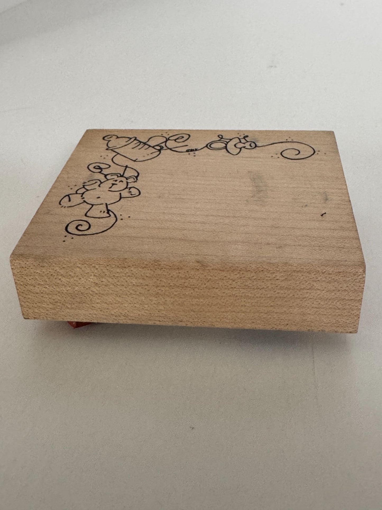 Heather Rubber Stamp Baby Design Corner Teddy Bear Bottle Diaper Pin Card Making