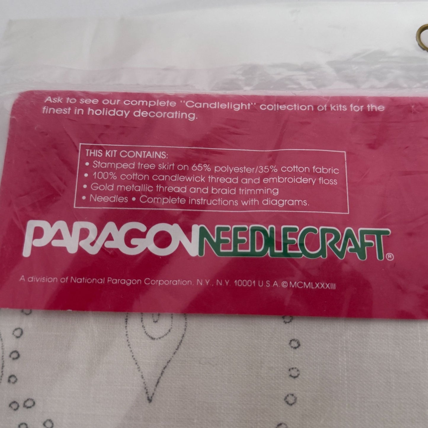 Paragon Needlecraft Christmas Skirt Kit Candlewick Needlework Vintage 44 inch