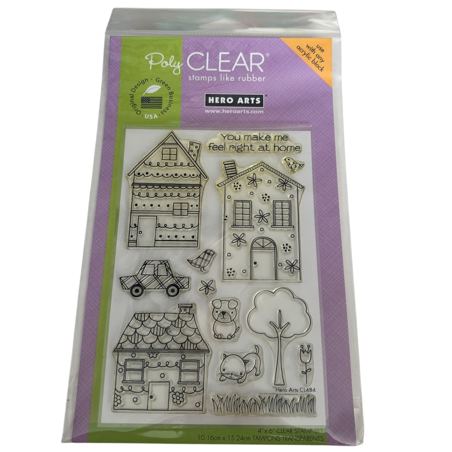 Hero Arts Poly Clear Stamp Set Whimsical House Real Estate Realtor Cardmaking 4x6 Photopolymer