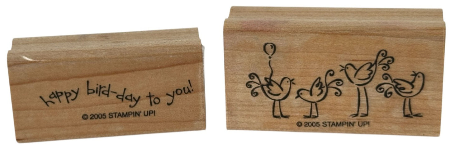 Stampin Up Rubber Stamps Happy Bird Day Birthday Pun Card Making Words Balloon